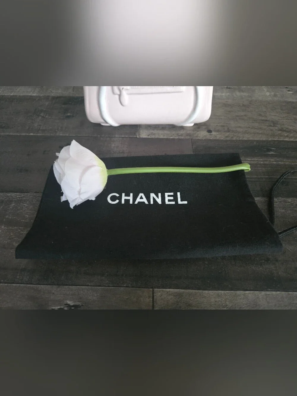 CHANEL Black Dust Bag with White Logo